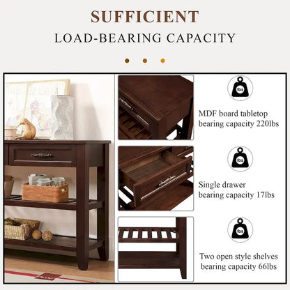 Console Sofa Table with 2 Storage Drawers and 2 Tiers Shelves