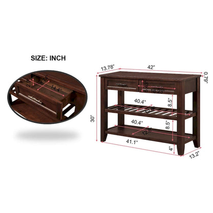 Console Sofa Table with 2 Storage Drawers and 2 Tiers Shelves