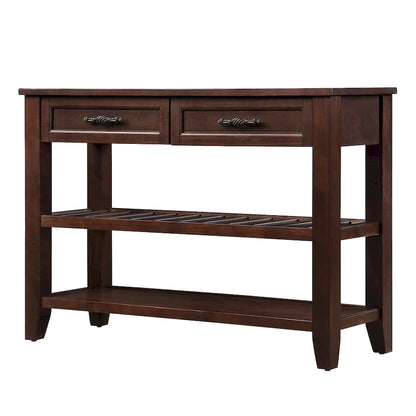 Console Sofa Table with 2 Storage Drawers and 2 Tiers Shelves