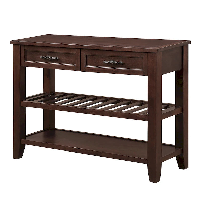 Console Sofa Table with 2 Storage Drawers and 2 Tiers Shelves