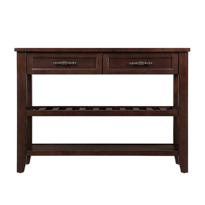 Console Sofa Table with 2 Storage Drawers and 2 Tiers Shelves