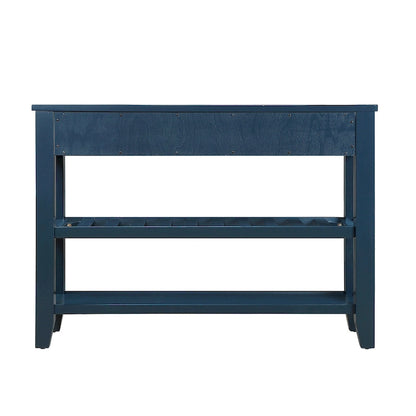 Console Sofa Table with 2 Storage Drawers and 2 Tiers Shelves