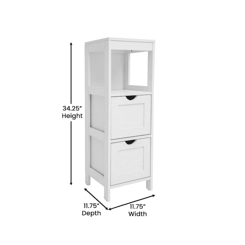 Farmhouse Bathroom Storage Organizer with Drawers and Open Shelf