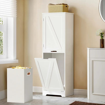 53-inch Tilt-Out Laundry Hamper Cabinet with Adjustable Shelves & Wheeled Basket