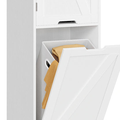 53-inch Tilt-Out Laundry Hamper Cabinet with Adjustable Shelves & Wheeled Basket
