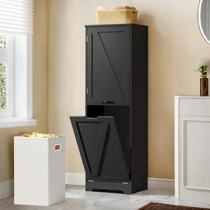 53-inch Tilt-Out Laundry Hamper Cabinet with Adjustable Shelves & Wheeled Basket