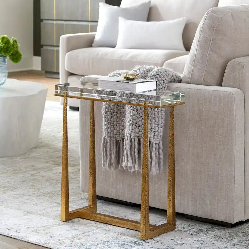 Midas Thick Crystal Accent Table - 24H x 24W x 8.625D