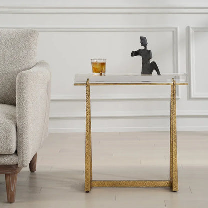 Midas Thick Crystal Accent Table - 24H x 24W x 8.625D