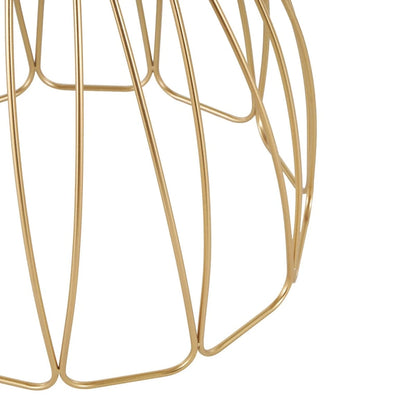 Metal Flower Inspired Side End Accent Table with Cream Marble Tabletop - Gold -