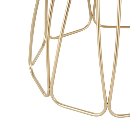 Metal Flower Inspired Side End Accent Table with Cream Marble Tabletop - Gold -